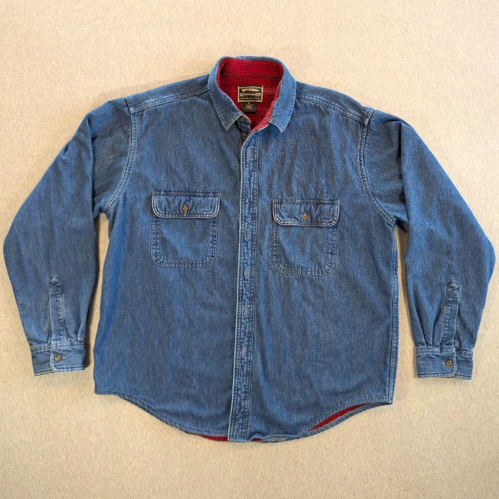 National Outfitters Men's M Blue Jean Lined Long Sleeve Button-Up Jacket LL Bean